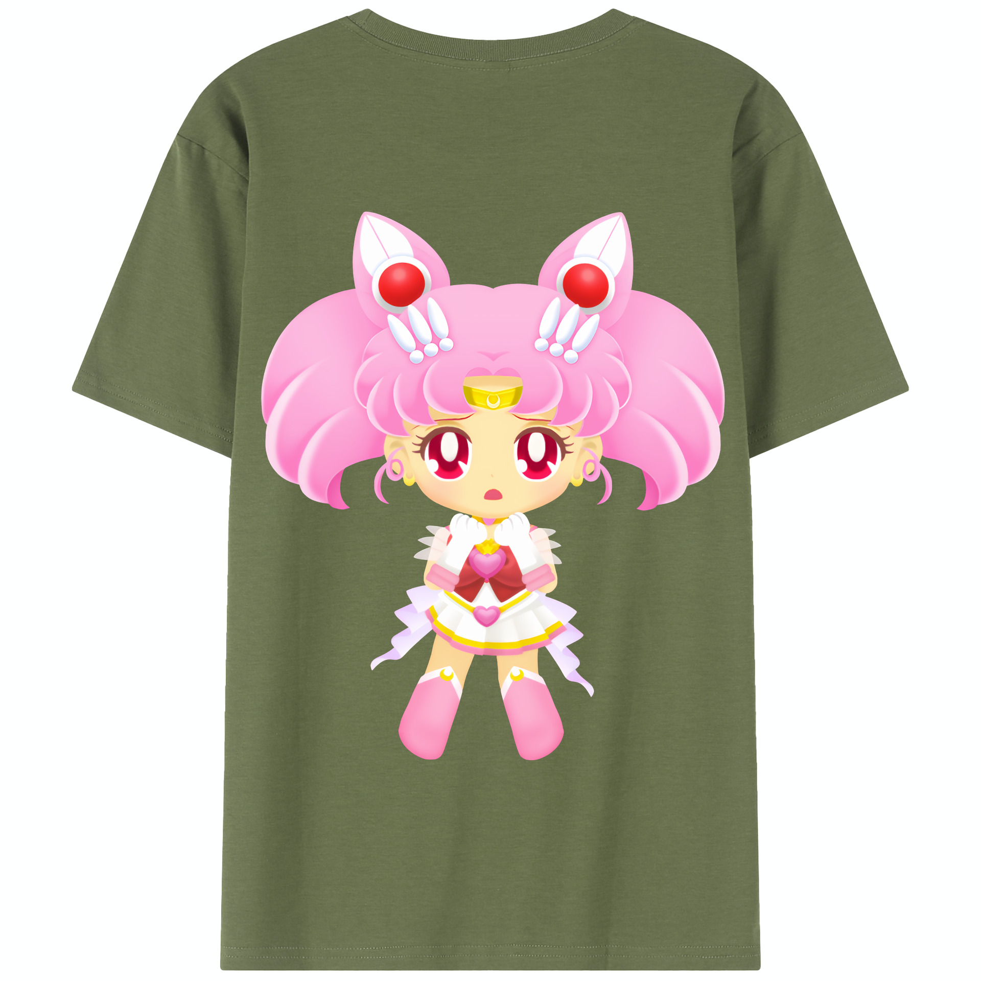 （画像用） 美少女戦士セーラームーン ちびうさ Sailor Moon Chibiusa Tsukino Usagi Small Lady Serenity 綿100％半袖Tシャツ（背面プリント）